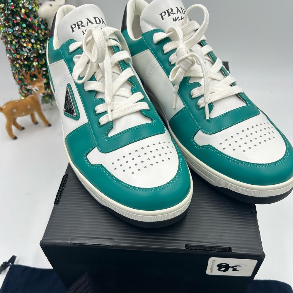 Men’s Prada downtown logo, leather sneakers size 12  made in Italy